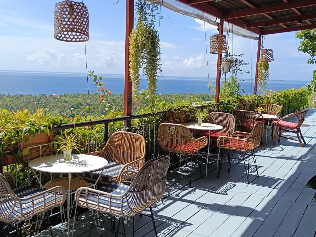 Ocean-view terrace dining at Zara's Cafe